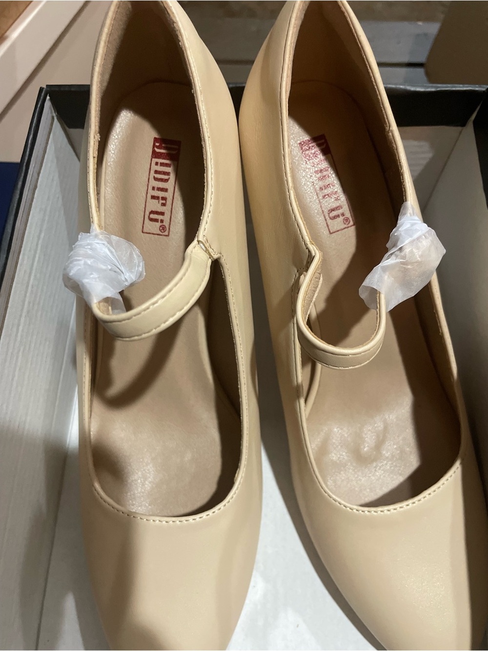 Women’s Nude Mary Jane Heels with Strap by (Unbranded)